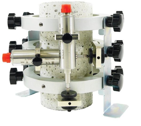 Dispositivo De Compresión Axial Para Cilindro De Diámetro 100X200 mm Completo Con Dos Transductores De Desplazamiento Ldt De Alta Precisión Y Recorrid